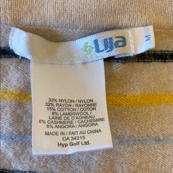 Lija Cream Lambswool-blend Golf Sweater Vest with V-neck and Striped Back | M - Picture 2 of 6